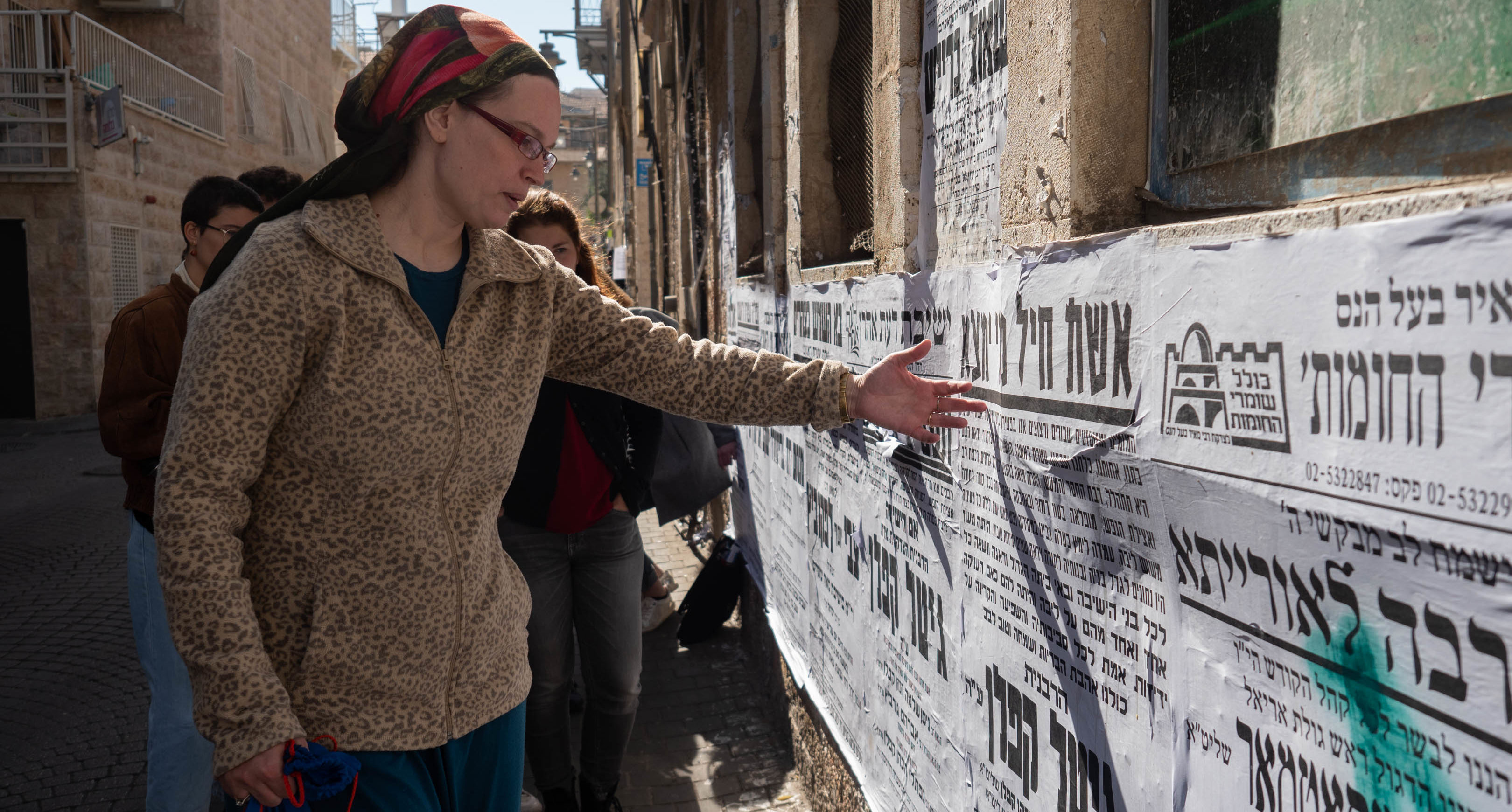 Newspapers on the walls of an ultra-orthodox quarter in Jerusalem