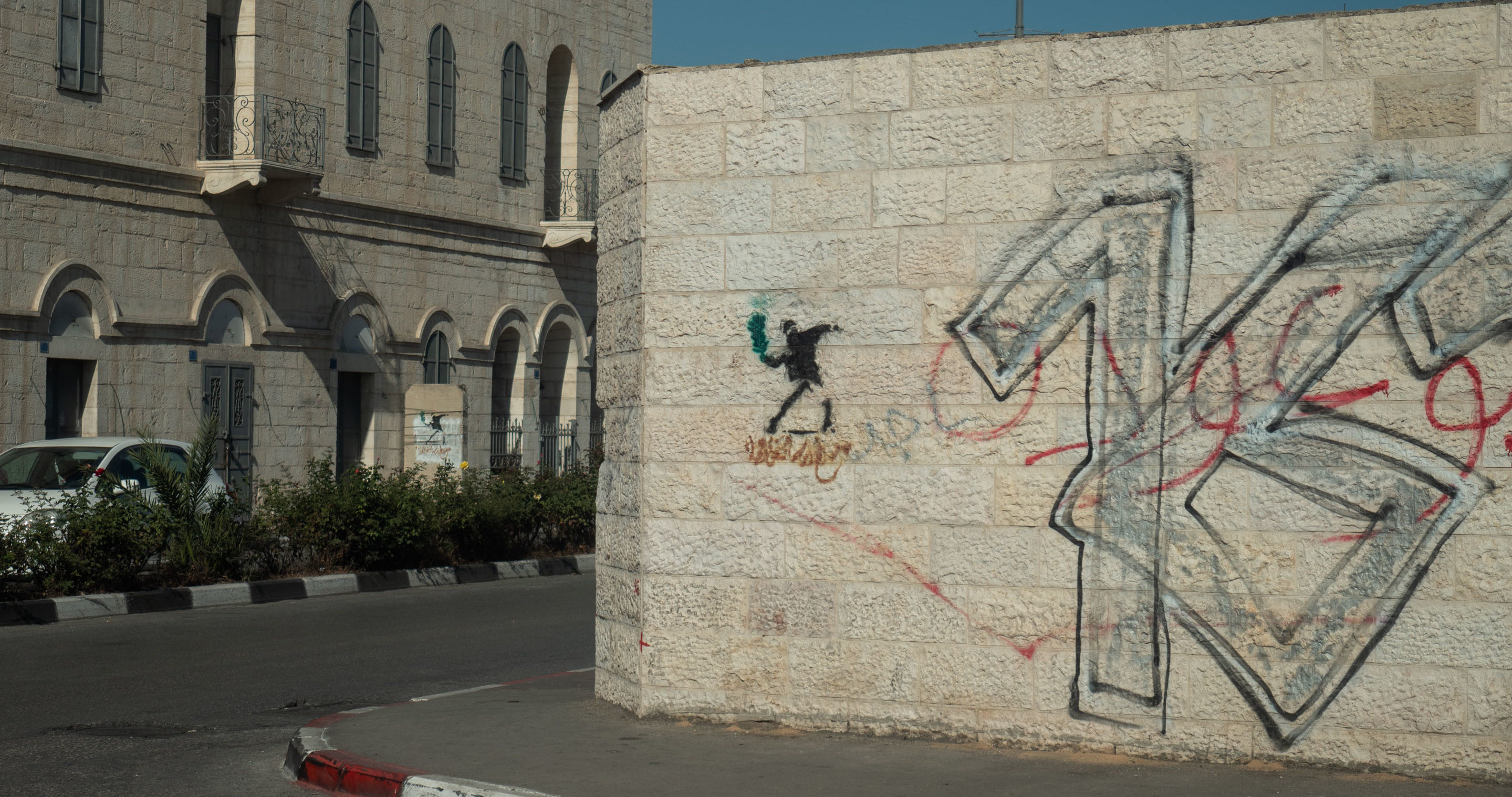 Originally spotted in Jerusalem, the “Flower Bomber” or “Rage, Flower Thrower” is located in the heart of the Israeli-Palestinian conflict – not only decorating the hotel lobby, but also several walls around the West Bank and Israel. The artwork is one of the most famous art pieces by Banksy and provides a universal message: the power of civil and non-violent resistance. Photo/Mathias Birsens